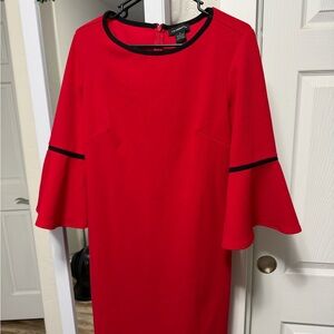 Liz Claiborne Red Long Sleeve Dress with Black Trim